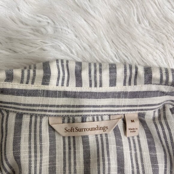 Soft Surroundings Blouse Womens M Embroidered Beaded Floral Striped Cotton Tunic - Picture 10 of 12